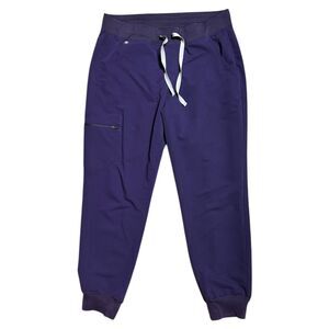 FIGS, Women's High Waisted Zamora Jogger Scrub Pants, Purple, Medium Petite